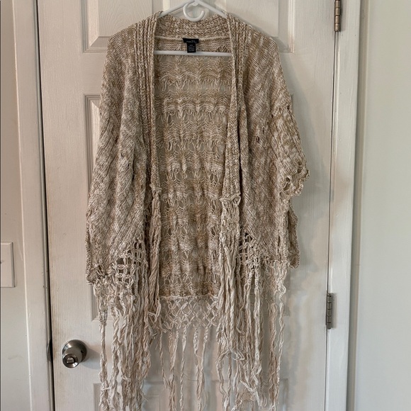 Rue21 Open Knit Fringe Cardigan Boho Festival S/M - Picture 2 of 6